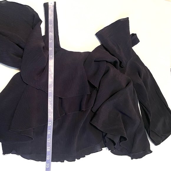 A piece apart Viga cold shoulder silk ruffle top size M blue - Picture 8 of 11